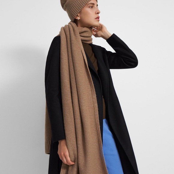 Theory Cashmere Beanie and Oversized Scarf Set